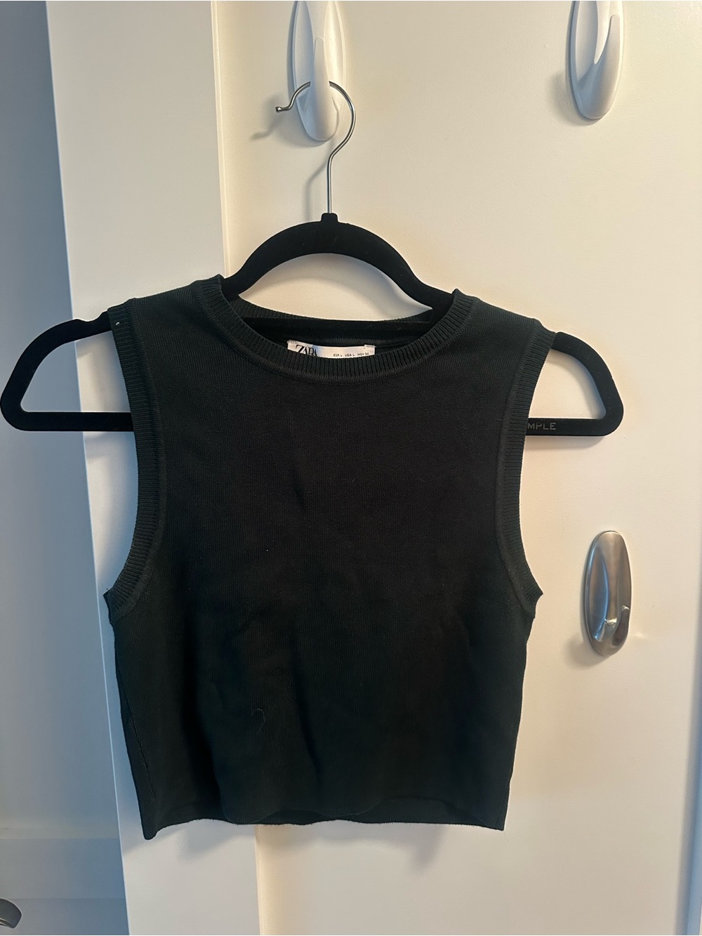 Zara Army Green Ribbed Crop Tank Top